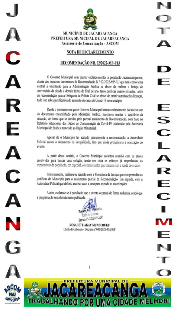 NOTA DE ESCLARECIMENTO