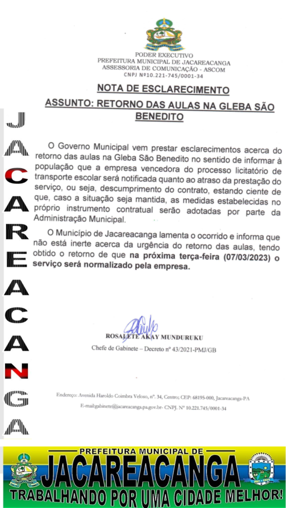 NOTA DE ESCLARECIMENTO