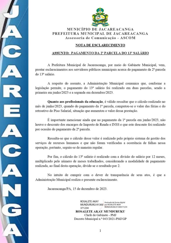 NOTA DE ESCLARECIMENTO